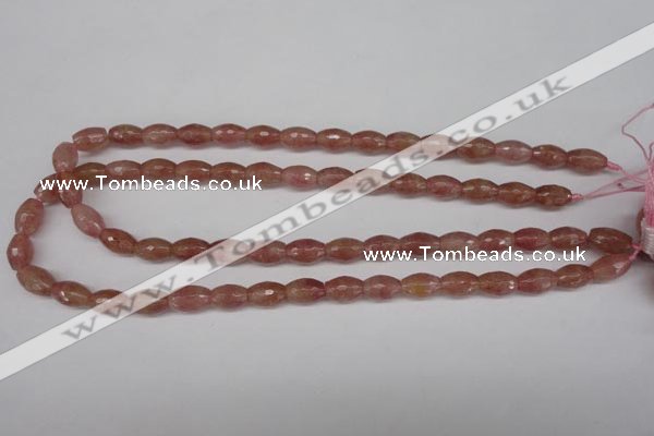 CBQ270 15.5 inches 8*12mm faceted rice strawberry quartz beads