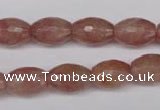 CBQ271 15.5 inches 10*14mm faceted rice strawberry quartz beads