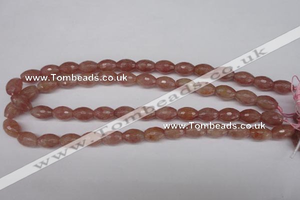 CBQ271 15.5 inches 10*14mm faceted rice strawberry quartz beads