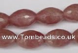 CBQ272 15.5 inches 12*18mm faceted rice strawberry quartz beads