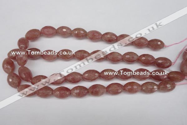 CBQ272 15.5 inches 12*18mm faceted rice strawberry quartz beads