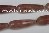 CBQ275 15.5 inches 10*30mm faceted teardrop strawberry quartz beads