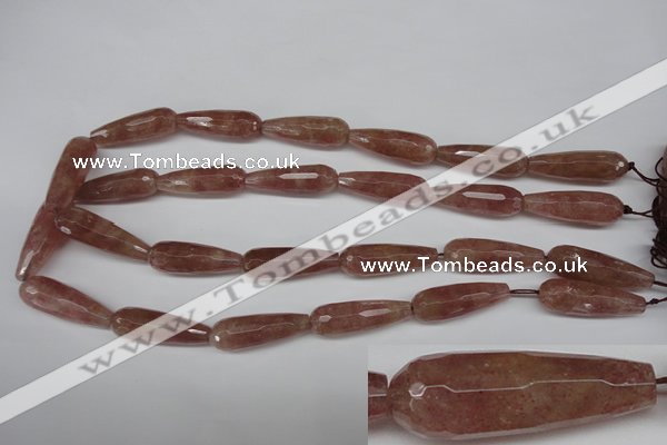 CBQ275 15.5 inches 10*30mm faceted teardrop strawberry quartz beads