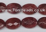 CBQ278 15.5 inches 13*18mm faceted oval strawberry quartz beads