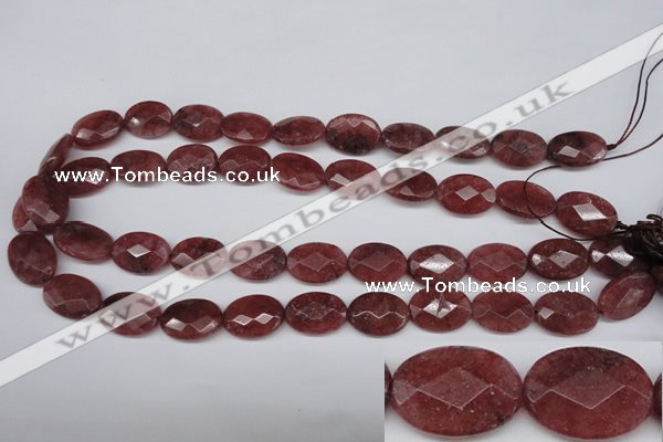 CBQ278 15.5 inches 13*18mm faceted oval strawberry quartz beads