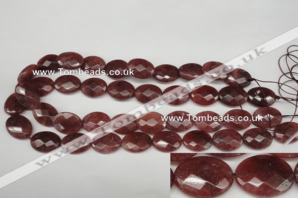 CBQ279 15.5 inches 15*20mm faceted oval strawberry quartz beads