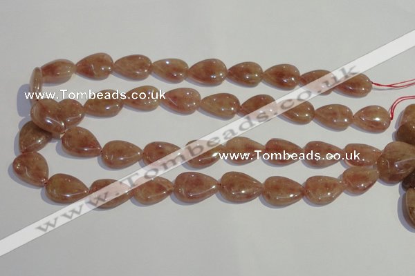 CBQ28 15.5 inches 15*20mm flat teardrop strawberry quartz beads