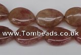 CBQ283 15.5 inches 13*18mm flat teardrop strawberry quartz beads