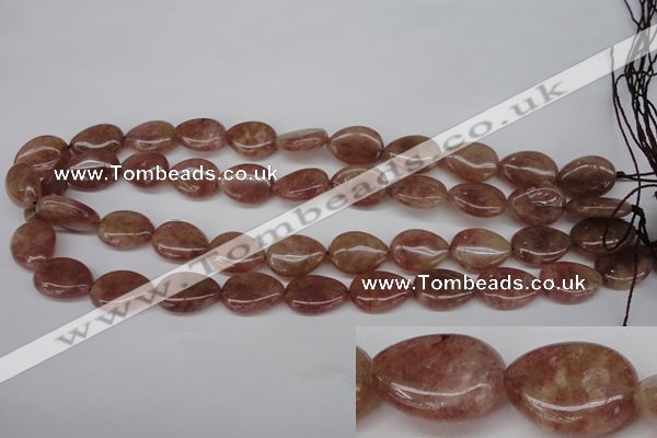 CBQ283 15.5 inches 13*18mm flat teardrop strawberry quartz beads