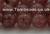 CBQ304 15.5 inches 12mm round natural strawberry quartz beads