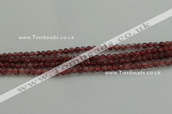 CBQ310 15.5 inches 4mm round natural strawberry quartz beads