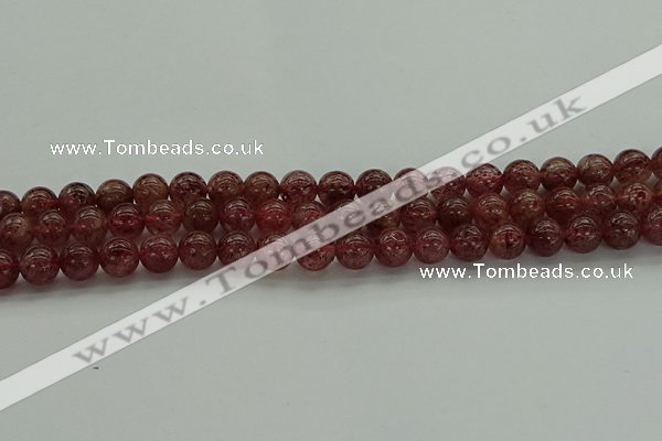 CBQ312 15.5 inches 8mm round natural strawberry quartz beads