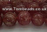 CBQ313 15.5 inches 10mm round natural strawberry quartz beads