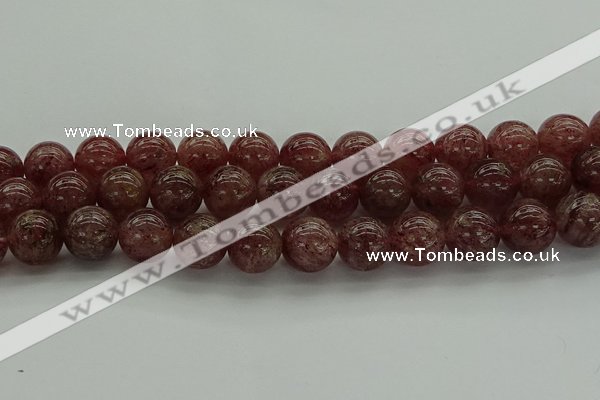 CBQ315 15.5 inches 14mm round natural strawberry quartz beads