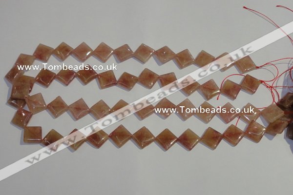 CBQ32 15.5 inches 12*12mm diamond strawberry quartz beads wholesale