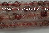 CBQ320 15.5 inches 4mm faceted round strawberry quartz beads