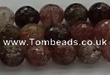 CBQ322 15.5 inches 8mm faceted round strawberry quartz beads