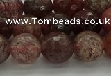 CBQ323 15.5 inches 10mm faceted round strawberry quartz beads