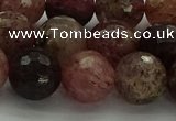 CBQ324 15.5 inches 12mm faceted round strawberry quartz beads