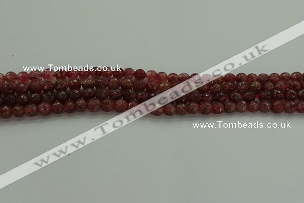 CBQ330 15.5 inches 4mm faceted round strawberry quartz beads