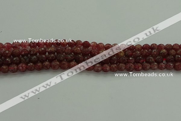 CBQ331 15.5 inches 6mm faceted round strawberry quartz beads