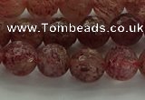 CBQ332 15.5 inches 8mm faceted round strawberry quartz beads