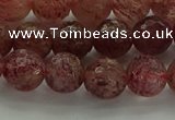 CBQ332 15.5 inches 8mm faceted round strawberry quartz beads