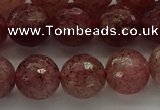 CBQ333 15.5 inches 10mm faceted round strawberry quartz beads