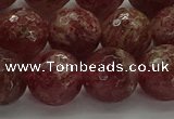 CBQ334 15.5 inches 12mm faceted round strawberry quartz beads