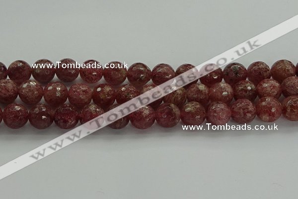 CBQ334 15.5 inches 12mm faceted round strawberry quartz beads