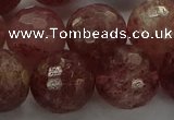 CBQ335 15.5 inches 14mm faceted round strawberry quartz beads