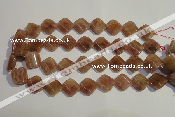 CBQ35 15.5 inches 18*18mm faceted diamond strawberry quartz beads