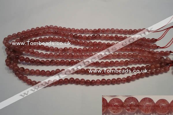 CBQ351 15.5 inches 6mm round natural strawberry quartz beads