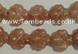 CBQ37 15.5 inches 15mm carved flower strawberry quartz beads