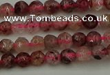 CBQ410 15.5 inches 4mm faceted round strawberry quartz beads