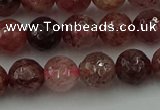 CBQ412 15.5 inches 8mm faceted round strawberry quartz beads