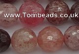 CBQ415 15.5 inches 14mm faceted round strawberry quartz beads