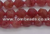 CBQ432 15.5 inches 8mm faceted nuggets strawberry quartz beads