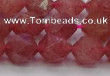 CBQ434 15.5 inches 12mm faceted nuggets strawberry quartz beads