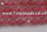 CBQ436 15.5 inches 6mm faceted nuggets strawberry quartz beads