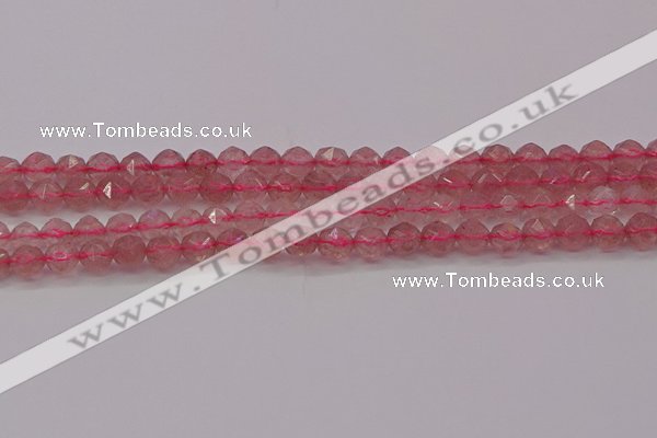 CBQ437 15.5 inches 8mm faceted nuggets strawberry quartz beads