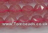 CBQ439 15.5 inches 12mm faceted nuggets strawberry quartz beads