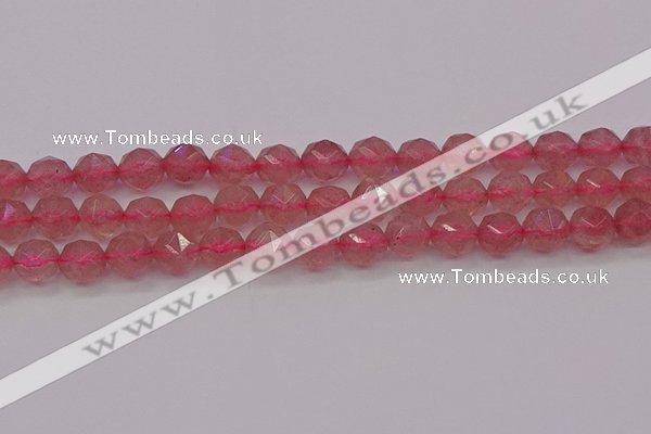 CBQ439 15.5 inches 12mm faceted nuggets strawberry quartz beads