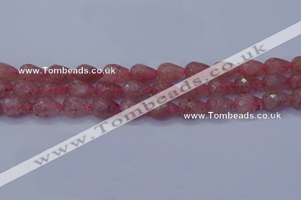 CBQ454 15.5 inches 12*16mm faceted teardrop strawberry quartz beads