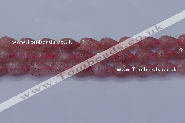 CBQ455 15.5 inches 13*18mm faceted teardrop strawberry quartz beads