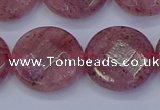 CBQ463 15.5 inches 18mm faceted coin strawberry quartz beads