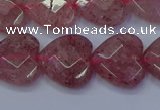 CBQ469 15.5 inches 12mm faceted heart strawberry quartz beads