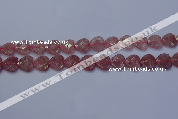 CBQ469 15.5 inches 12mm faceted heart strawberry quartz beads