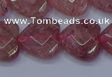 CBQ470 15.5 inches 14mm faceted heart strawberry quartz beads