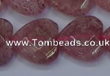 CBQ471 15.5 inches 16mm faceted heart strawberry quartz beads